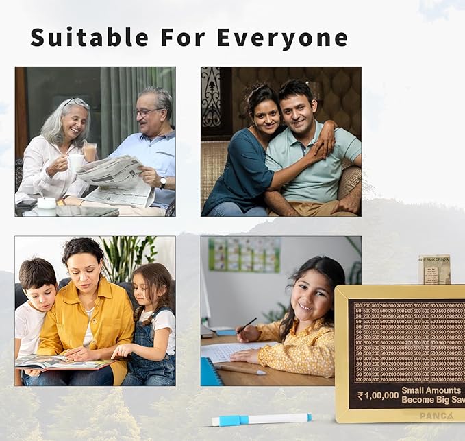 BUYHATKE™ 1 Lakh Savings Challenge Wooden Box