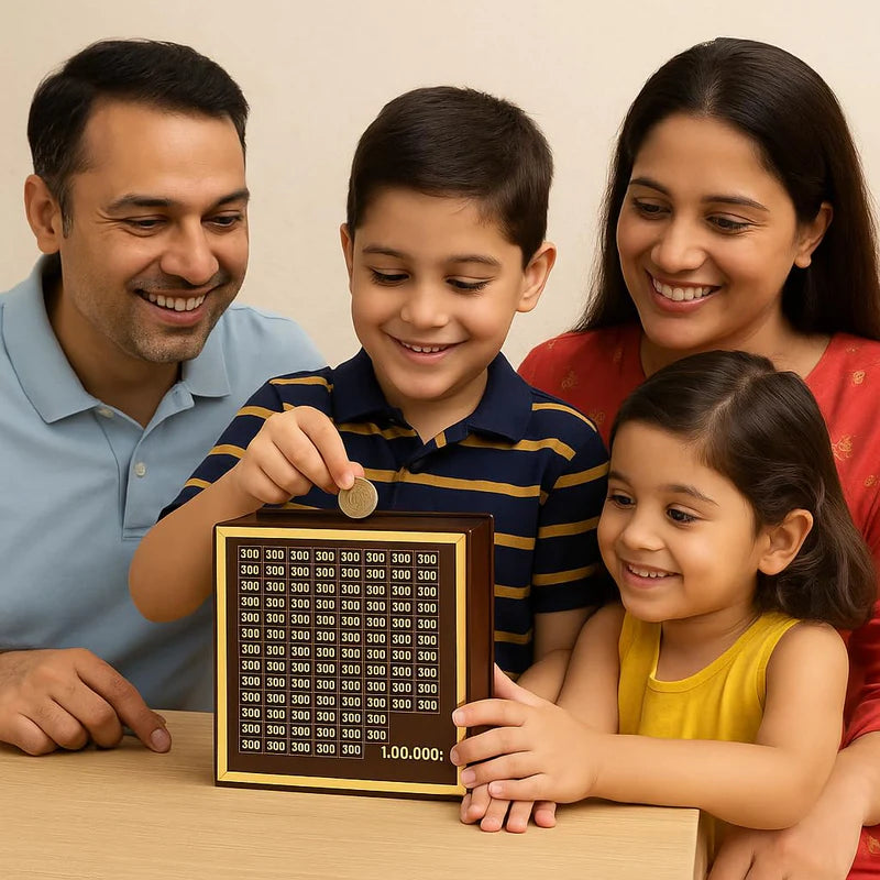 BUYHATKE™ 1 Lakh Savings Challenge Wooden Box