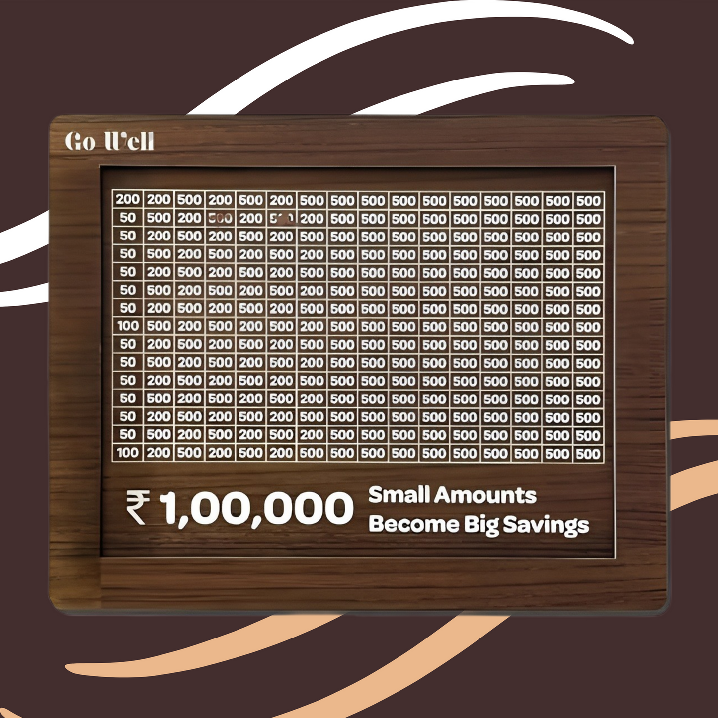 BUYHATKE™ 1 Lakh Savings Challenge Wooden Box