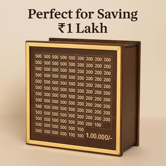 BUYHATKE™ 1 Lakh Savings Challenge Wooden Box